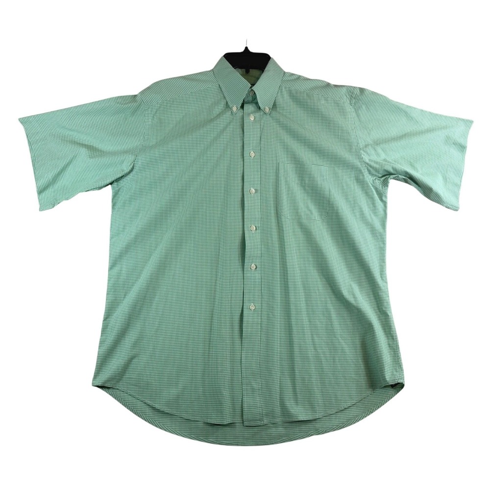 F.A. MacCluer Button Down Shirt XL Green Gingham‎ Short Sleeve